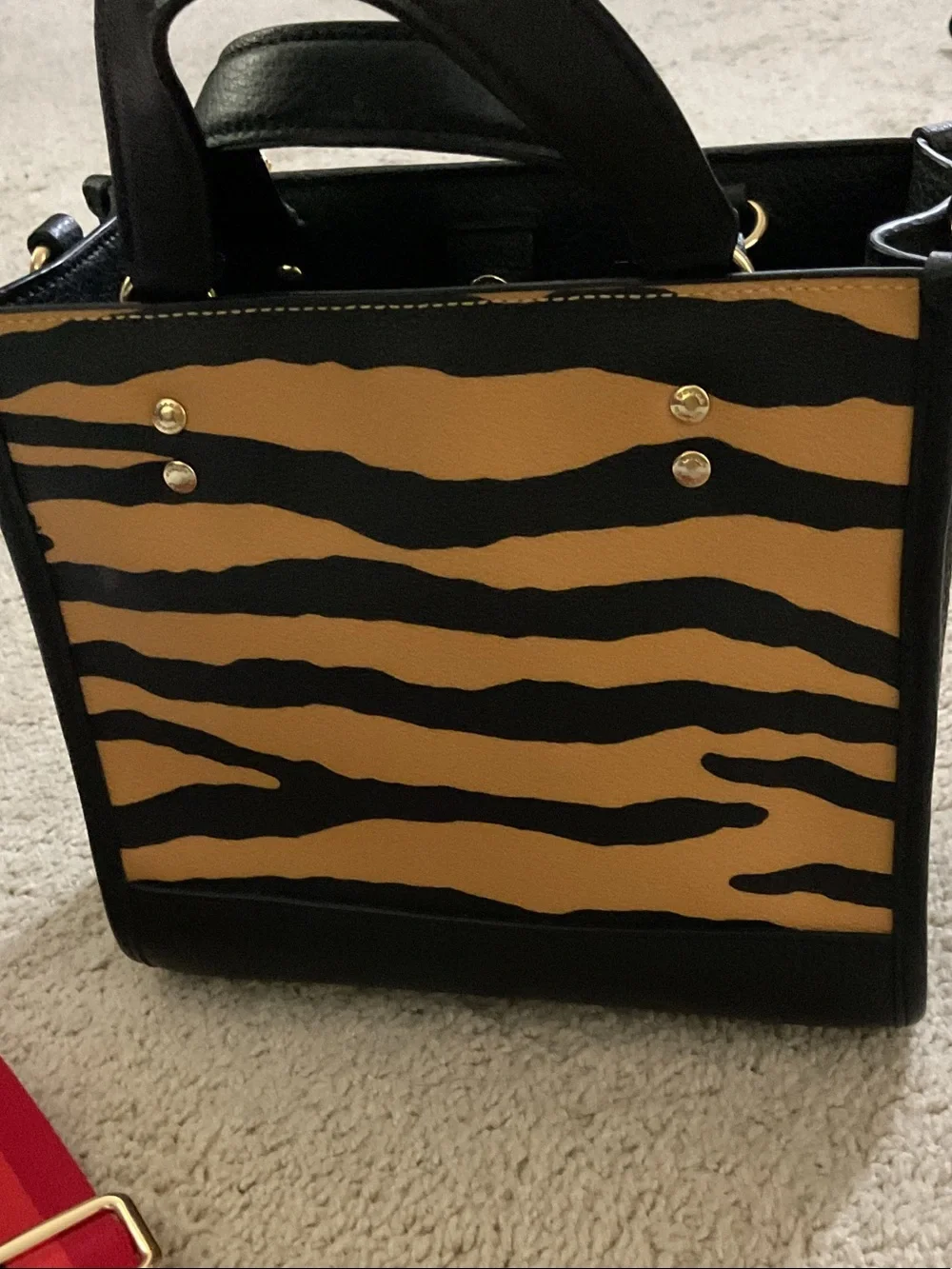 Coach Zebra-Print Mini Satchel with guitar Strap